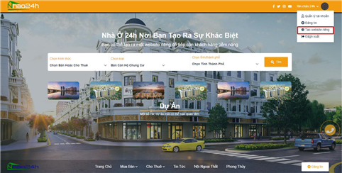 Hưỡng dẫn tạo một website chuyên về bất động sản trên nhao24h.com